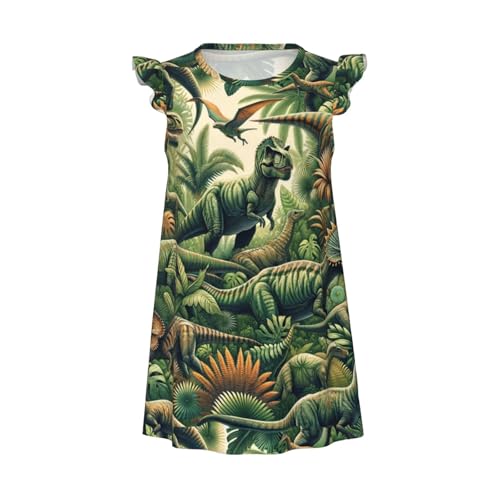 Augenstern Flutter Sleeve Nightgown Jurassic-Dinosaur-Lover Soft Sleepwear Nightdress