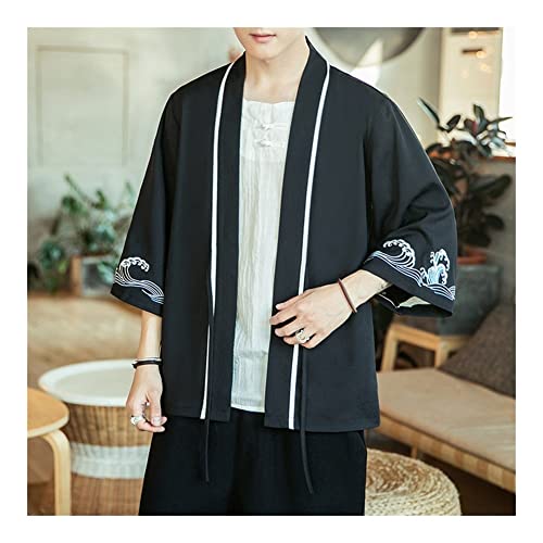 QXZ-WOLFBERRY Vintage Dragon Phoenix Embroidery Kimono Cardigan Coat Japanese Samurai Clothing Men Yukata Haori (Color : Black4, Size : X-Large) QXZ-WOLFBERRY Vintage Dragon Phoenix Embroidery Kimono Cardigan Coat Japanese Samurai Clothing Men Yukata Haori (Color : Black4, Size : X-Large)