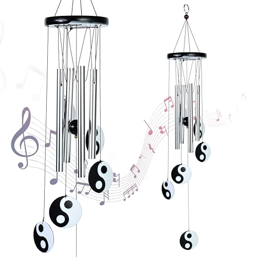 Image of ZAICUS Wind Chimes for Balcony - Elegant Wind Chime for Home Positive Energy - Yin-Yang Metal Tube Wind Chimes for Living Room, Garden, Patio & Meditation Space