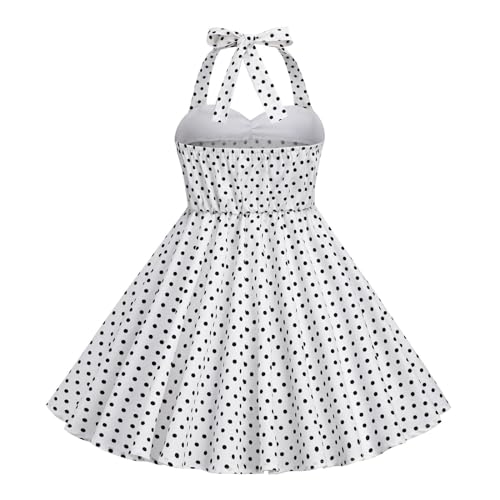 Girls Vintage Polka Dot Ha𝗹ter Dress Patchwork Sleeveless Formal Party Pageant Evening Dresses for Tween Girl3