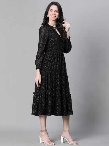 Image of oxolloxo Women's Polyester Empire Waist Knee-Length Dress
