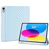 Fycyko Trifold Stand Case for iPad Air 11 Inch M4/M3/M2 (8th 2026/7th 2025/6th 2024), iPad Air 10.9 Inch 5th/4th Generation (2022/2020), Trendy Cute Polkad Dot Print Aesthetic Pattern Design-Blue