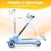 SIMATE Electric Scooter for Kids Ages 3-12, 3 Adjustable Heights, Foldable & LED Display & Thumb Throttle, 5MPH Safe Speed, 90min Riding, Full Body Lights Up, 3 Wheel E-Scooter for Kids Boys Girls