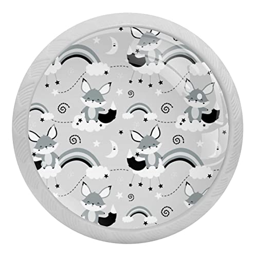 Boutons de placard de cuisine lot de 4 poignées meuble commode fluo renard blanc