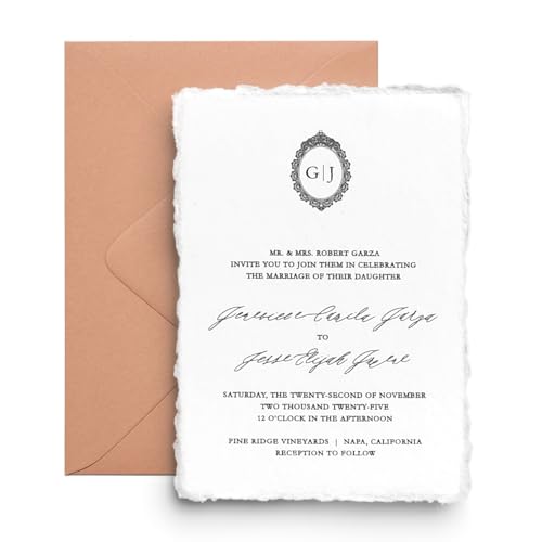 Autumn Wedding Invitation - Printed on Handmade Deckled Paper - Set of 20