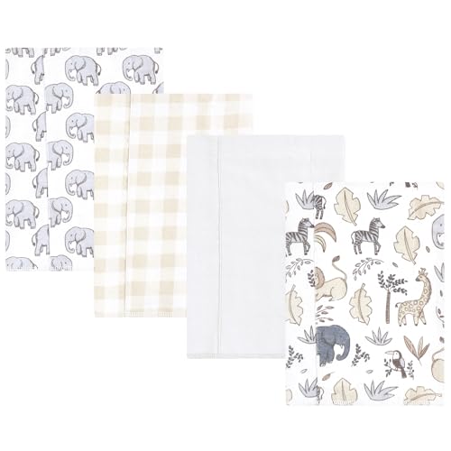 Hudson Baby Unisex Baby Cotton Flannel Burp Cloths, Neutral Safari, One Size