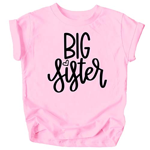 Olive Loves Apple Big Sister with Heart New Sibling Announcement Shirts for Toddler and Girls Siblings