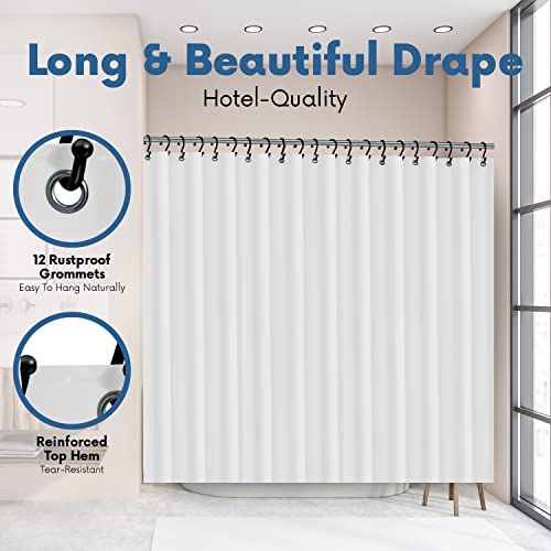 Premium Shower Curtain Liner, 72"W X 70"H - Pvc-Free, 6G Peva Shower Curtain With 12 Rust Proof Grommets And Magnet-Weighted Bottom Hem - Moisture Stain Proof Shower Curtain Liner - White #TOP4