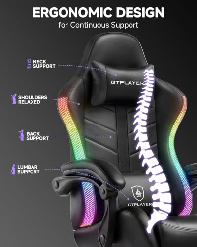 Image of GTPLAYER Gaming Chair, Computer Game Chair for Adults, RGB Black
