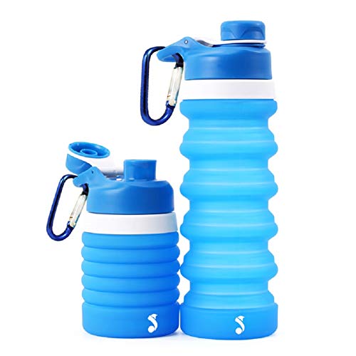 YINGGG Botella De Agua Plegable Portátil Prueba De Fugas Twist Capist De Grado Alimenticio Sin Bpa Silicona Telescópica Botella Deportiva, 550 ml