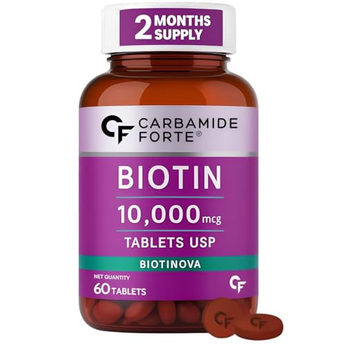 Image of Carbamide Forte Biotin Tablets for Hair Growth | Biotin Supplement 10000 mcg | Hair Supplements for Women & Men | 60 Hair Growth Tablets