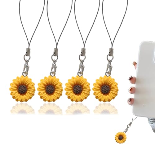 Image of 8 Pieces Phone Charms, Sunflower Charms for Phone Case, Cute Bag Charms for Handbags, Phone Accessories for Girls, Mobile Keychain, Aesthetic Keychains for Women
