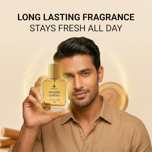 Image of Mysore Sandal Perfume for Men & Women 50ml | 10+ Hours Long Lasting Sandalwood Eau de Parfum | Pure Chandan Fragrance with Woody & Earthy Scent | Natural Perfume | Gift Pack