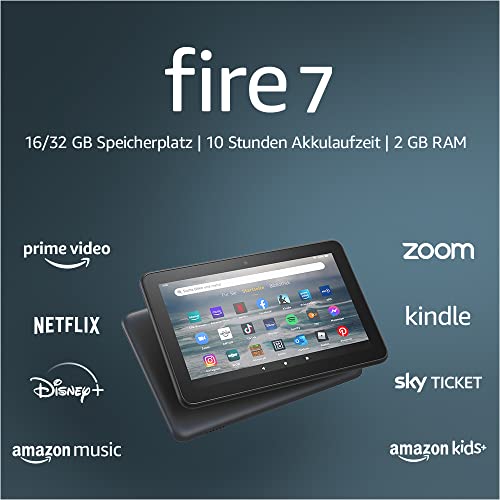 Zbrusu nový tablet Fire 7, 7“ displej, 16 GB, nejnovější model (vydán 2022), černý se speciálními nabídkami