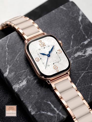 Image of V.R.HOPE Luxury Rose Gold Apple Watch Band for Women, Metal & Silicone