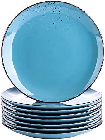 vancasso Navia Oceano Dinner Plate Set of 4, Stoneware Vintage Look Light Blue Dinnerware Tableware, 10.5 inch Snack/Salad/Fruit/Side Plate. (27 * 27 * 2.5cm)