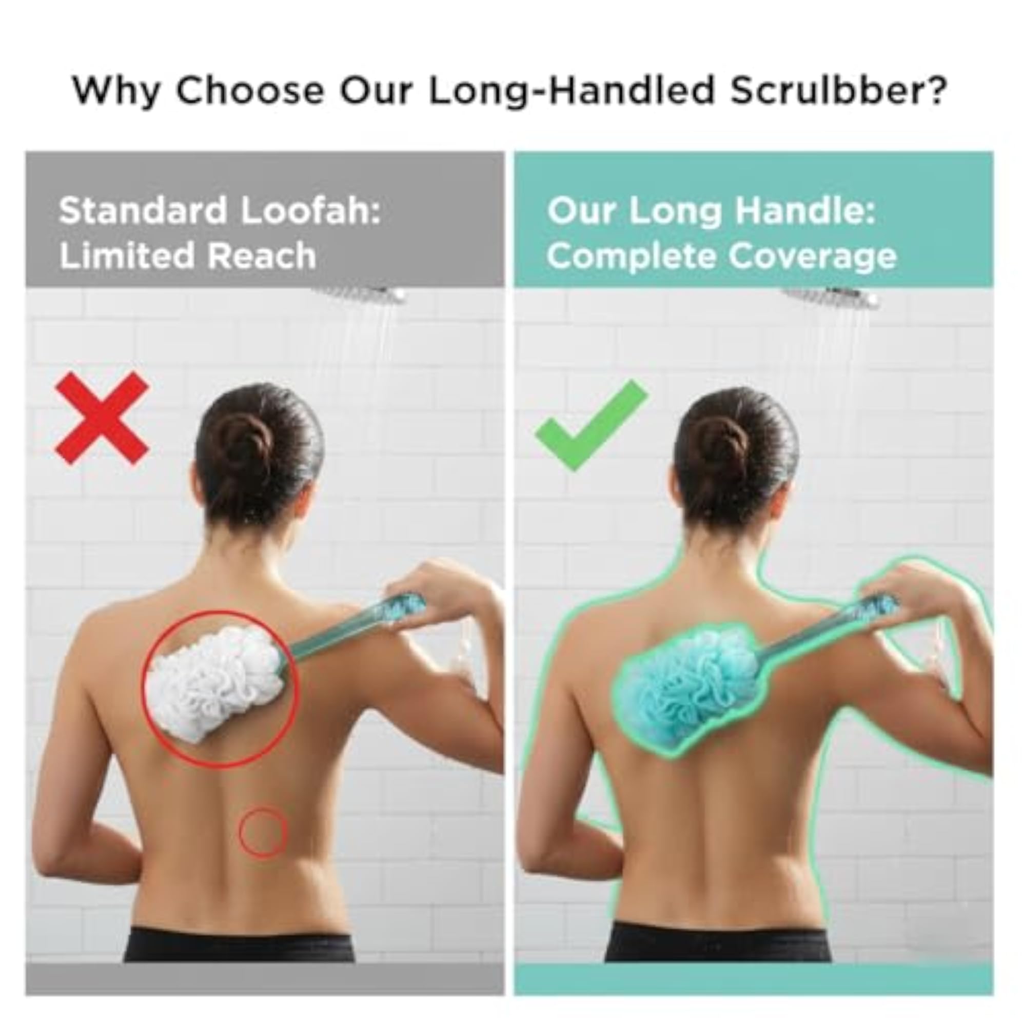 Loofah Back Scrubber with Long Handle for Shower