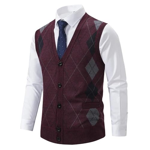 Bollrllr 2024 Winter Men's Retro Sleeveless Button Cardigan Vest V-Neck Warm Knitted Large Size Vest2