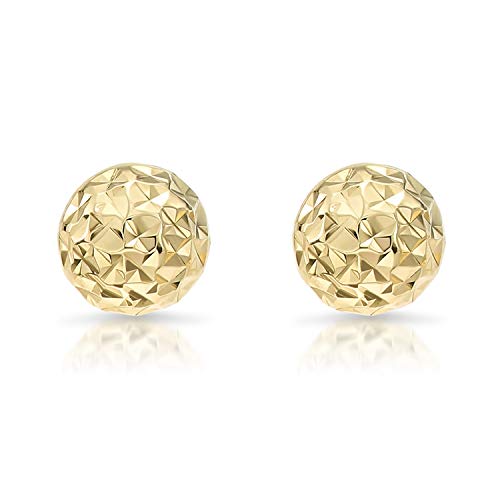 14k Yellow Gold Diamond-cut Ball Stud Earrings