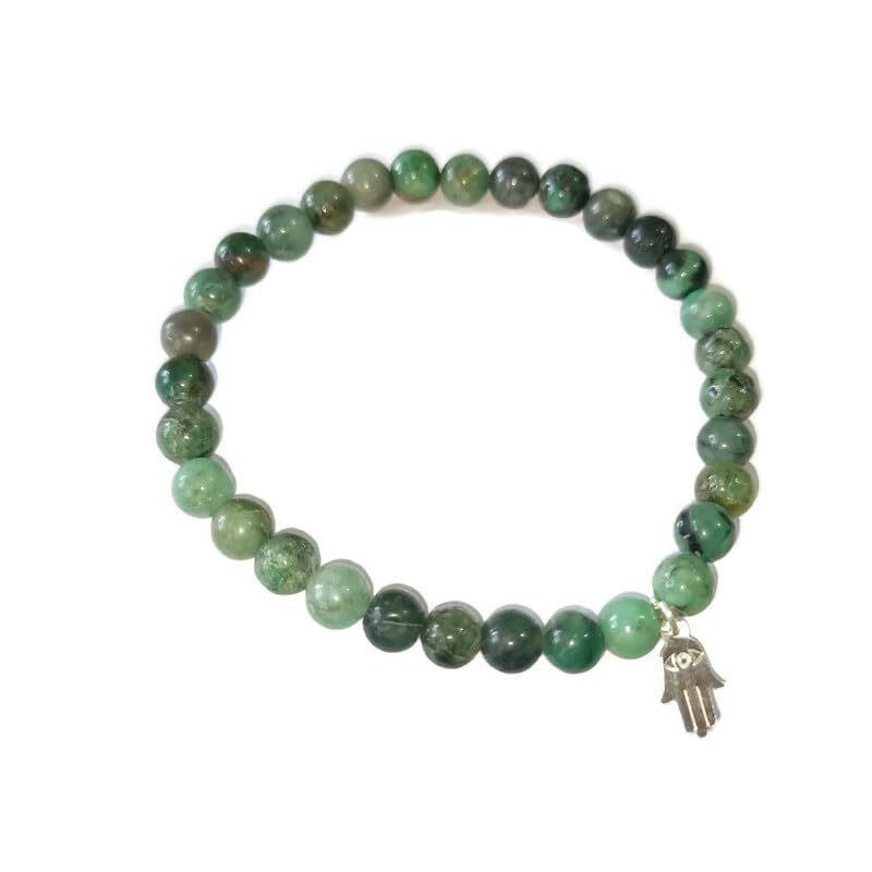 Bracelet émeraude argent sterling extensible taille M avec breloques rondes