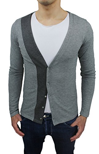 Gris sartorial pull cardigan homme haut de gamme coupe ajustée italienne