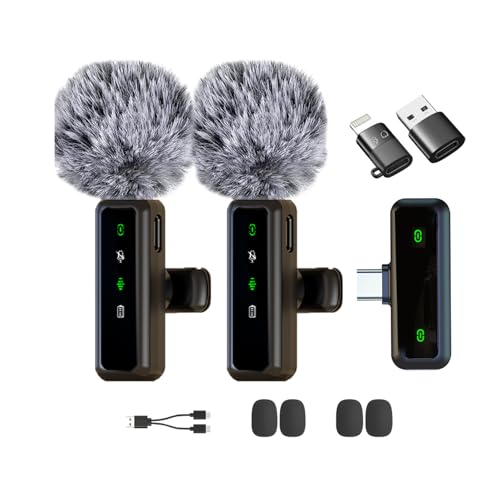 XIXIXIAXIA Mini Micrófono Inalámbrico Solapa para iPhone/Teléfono Móvil Android/PC,Micrófono Lavalier Inalámbrico Plug-Play Inalambrico para Grabaciones TikTok Transmisión en Vivo, Youtube, Facebook