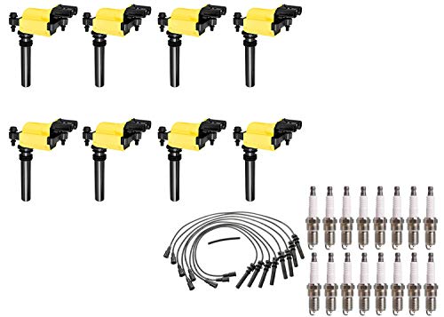 ENA Set of 8 Heavy Duty Ignition Coil Pack with 8 Spark Plug Wires and Set of 16 Spark Plug Compatible with Dodge Jeep Ram 1500 2500 3500 5.7L V8 Grand Cherokee 5.7L V8 Replacement For UF378