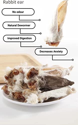 Pawkaboo Natural Dog Treat - Rabbit Ears with Fur for dogs Dog Chew Hairy Rabbit ears - Hypoallergenic Treat (250g) - Image 3