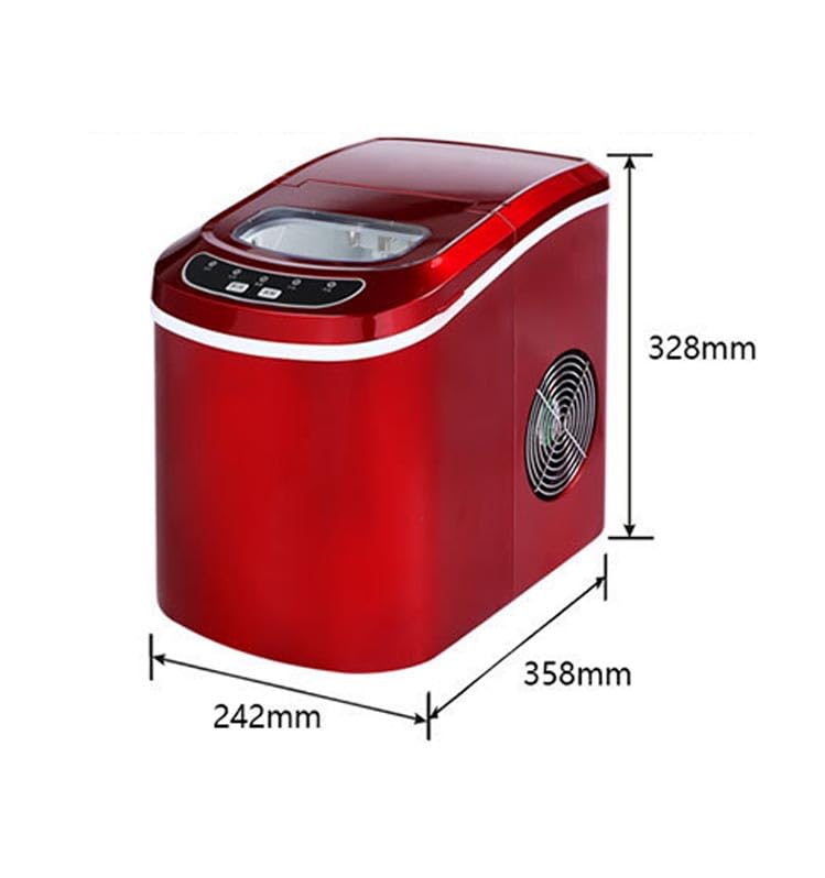 Portable Ice Maker Machine for Home - Automatic, Fast Operation, 2.2L Tank, Self-Cleaning, Compact Design, Manual Water Fill, Red - Ideal for Parties & Events
