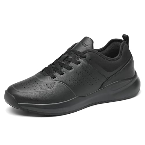 GEERX Barry Non-Slip Men Work Safety Sneakers Slip Resistant Water Resistant Shoes Kitchen Chef Shoes Food Service Zapatos de Trabajo Antideslizante All Black Size 11