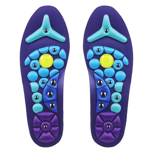Glitopper Acupressure Magnetic Insoles Orthopedic Massage Insoles with Magnetic Technology Shock Absorption Arch Support Helps Blood Circulation and Relieve Fatigue(Blue,S(Men 4-7/women 5-8))