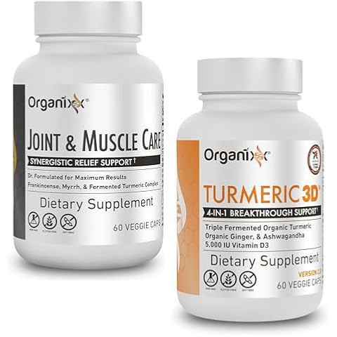 Organixx Turmeric Curcumin (60 Vegetarian Capsules) & Joint & Muscle Care Capsules (60 Count) Cover