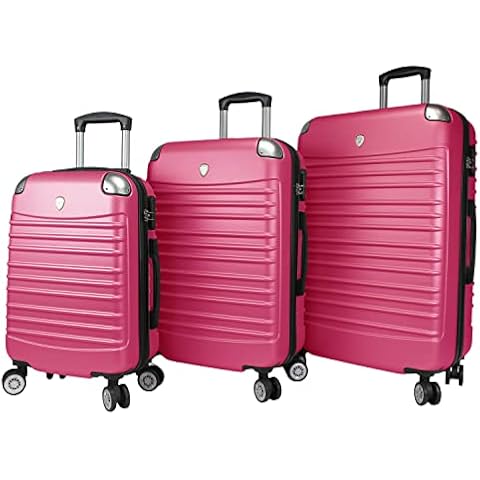 Dejuno Impact Hardside 3-Piece Spinner Luggage Set, Pink, One Size Cover
