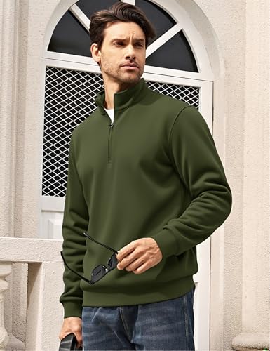 Image of MAGCOMSEN Men's Sherpa Lined Quarter Zip Fleece Heavyweight Pullover Winter Warm Sweatshirts