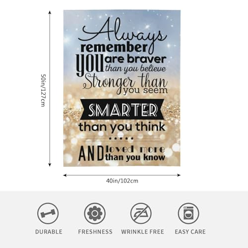 HGOD DESIGNS Life quote Throw Blanket with Always Remember You Are Stronger Braver Smarter Soft Blankets and Throws 100x130cm Caring for Women Men - Image 2