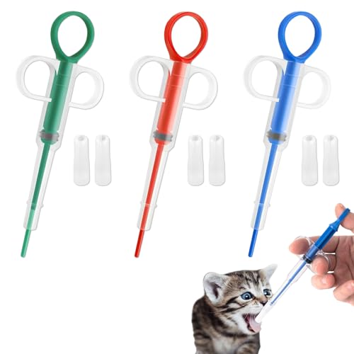 Dosificador de pastillas para mascotas 3 unidades inyector de tabletas con punta de silicona suave para gatos, perros, conejos y pequeños animales, herramienta de administración