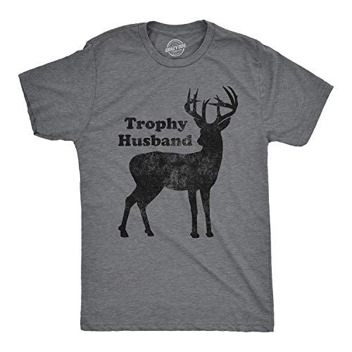 Mens Trophy Husband Tshirt Funny Hunting Buck Deer Fathers Day Tee (Dark Heather Grey) - XXL Mens Trophy Husband Tshirt Funny Hunting Buck Deer Fathers Day Tee (Dark Heather Grey) - XXL