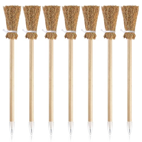 12 unidades de vassoura de bruxa de madeira, lápis de vassoura de bruxa, lápis para crianças, barra de madeira, bastão de vassoura, bruxas, vassoura, lápis para festa de bruxas, presente de festa