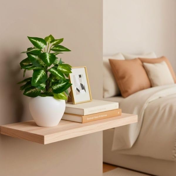 Image of fancymart Artificial Plant Leaves in Apple Pot (30 cm Height) | Small Potted Plant for Office Desk | Home Decor for Living Room | Cafe & Restaurant Table Decoration
