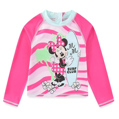 Disney Girls Minnie Mouse UPF 50+ Long Sleeve Rash Guard and Bikini Bottom 2-Piece Swimsuit Set for Toddler and Big Kids2