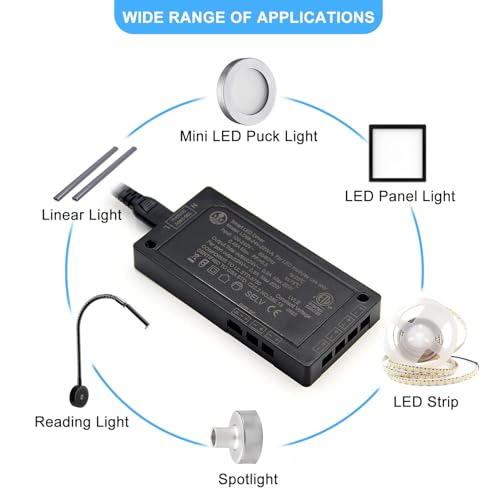 Image of VST 22W LED Power Supply,100V-240V AC to 24V DC Low Voltage LED Transformer with JST Ports, Driver for Strip Lights and Cabinet Lights,ETL Listed