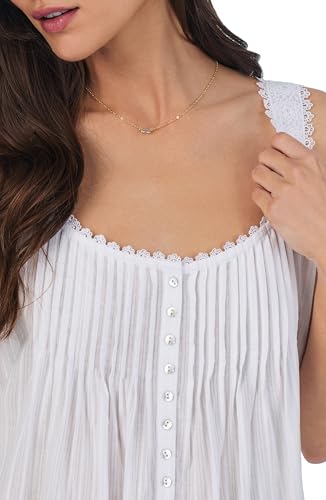 Eileen West Sleepwear & Loungewear for Women – Dobby Stripe Collection - 100% Cotton Lightweight Sleeveless Long Nightgown2