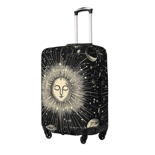 Travel Luggage Suitcase Protector Zipper Closure Baggage Protector for 19-32 inch Suitcase, Anti-Scratch Luggage Case Protective Cover, Washable (Vintage Sun and Moon Star Trail Art)2