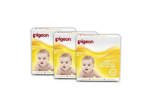 Image of Pigeon Baby Soap for Newborns 75 g (Pack of 3) | With Glycerine, Jojoba, Chamomile & Olive Oil | Paraben Free | Gentle Baby Bath Soap
