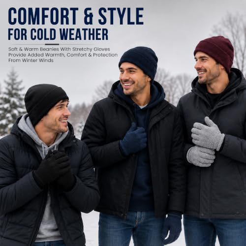 Image of YACHT & SMITH Winter Beanies, Bulk Cold Weather Thermal Warm Stretch Skull Cap, Mens Womens Unisex Hat