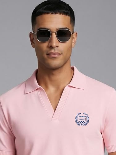 Image of Veirdo Men's Stylish Polo T-Shirt with Chest Pocket Print, Regular Fit Half Sleeve Casual Wear, Solid Summer Fashion for Office, Travel & Outings (S-2XL)