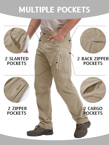Image of TACVASEN Men's Tactical Pants Quick-Dry Water-Resistant Lightweight Hiking Pants with 8 Pockets