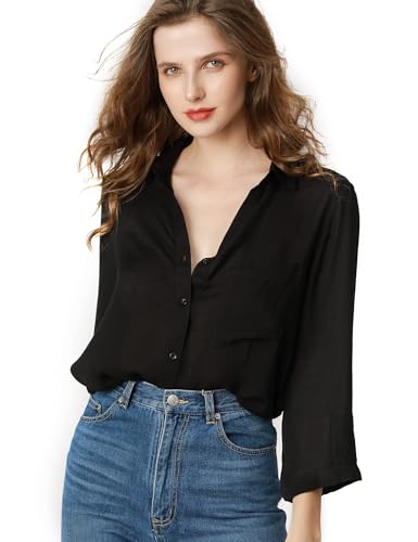 Image of TOUSYEA Sleep Shirts for Women Button Down Shirts Long Sleeve Sleepwear Swimsuit Cover Ups Soft Pajama Tops
