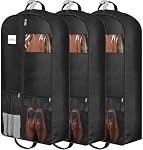 43" Heavy Duty Garment Bags Suit Bags Travel, Suit Holder for Hanging Clothes Storage, 6" Gussetes with Pockets and 2 Carry Handles, Clothes Cover for Coat, Dress, Jacket, Shirts, 3 Pack
