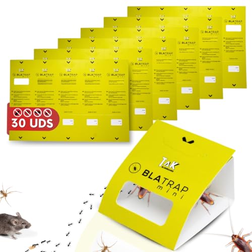 30 PCS - Trampas para Cucarachas Adhesivas Extra-Fuertes Profesional con Atrayente Alimentario para la casa - Sin Veneno ni Biocidas - Fabricadas en Europa (30 Unidades)